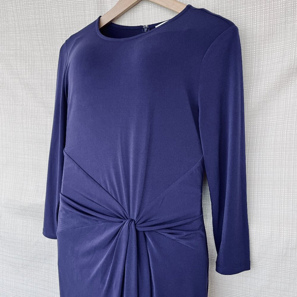 Michael Michael Kors Drape Dress Midi Twist Wrap Knit Dress Deep Purple